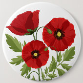 Badge Rond 15,2 Cm Fleurs d'été joyeuses floraison de pavot (Devant)
