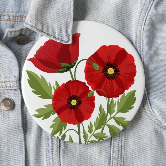 Badge Rond 15,2 Cm Fleurs d'été joyeuses floraison de pavot (En situation)