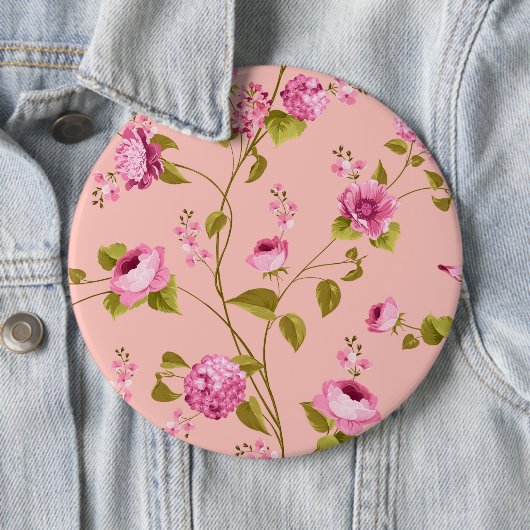 Badge Rond 15,2 Cm Fleurs Motif 17 (En situation)