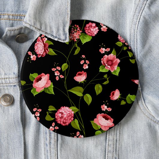 Badge Rond 15,2 Cm Fleurs Motif 18 (En situation)