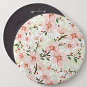 Badge Rond 15,2 Cm Fleurs roses (Devant & derrière)