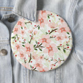Badge Rond 15,2 Cm Fleurs roses (En situation)