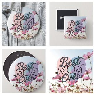 Badge Rond 15,2 Cm Fleurs roses Meilleure maman de tous les temps Bon