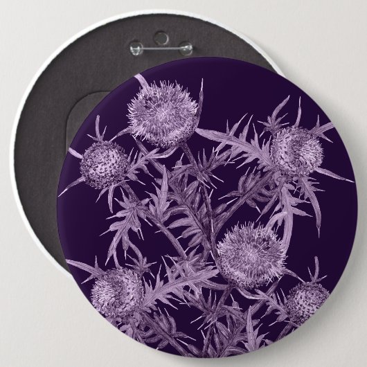 Badge Rond 15,2 Cm fleurs THISTLE violet fleur motif (Devant & derrière)