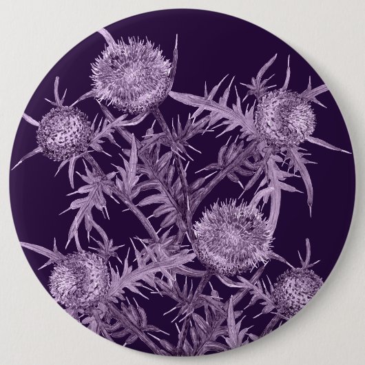 Badge Rond 15,2 Cm fleurs THISTLE violet fleur motif (Devant)