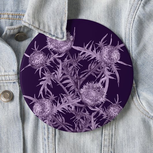 Badge Rond 15,2 Cm fleurs THISTLE violet fleur motif (En situation)