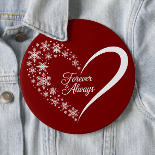 Badge Rond 15,2 Cm Flocon de neige Noël Vacances Flocon de neige Cœur