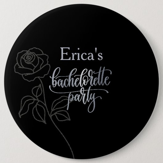 Badge Rond 15,2 Cm Floral Black Gothique Bachelorette Party (Devant)