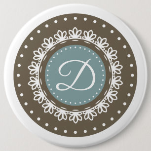 Badge Rond 15,2 Cm Floral bleu brun personnalisé photo classique