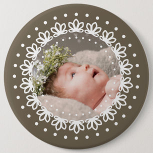 Badge Rond 15,2 Cm Floral brun rond personnalisé classique