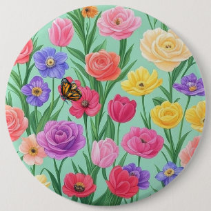 Badge Rond 15,2 Cm Floral coloré/Rose de printemps