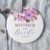 Badge Rond 15,2 Cm Floral Mère De L'Épouse (En situation)