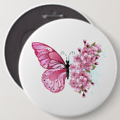 Badge Rond 15,2 Cm Flower Butterfly (Devant & derrière)