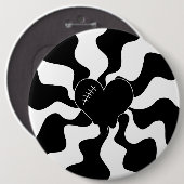 Badge Rond 15,2 Cm Fonte cardiaque en noir et blanc (Devant & derrière)
