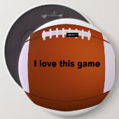 Badge Rond 15,2 Cm Football Américain : J'Aime Ce Jeu (Devant & derrière)