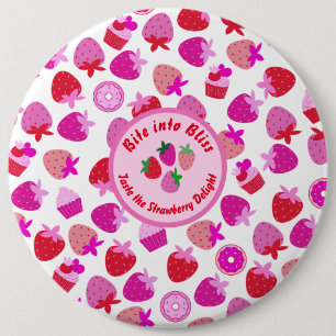 Badge Rond 15,2 Cm fraise rose champ été boulangerie nature fruit