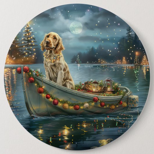 Badge Rond 15,2 Cm Français Setter Christmas Festive Voyage (Devant)