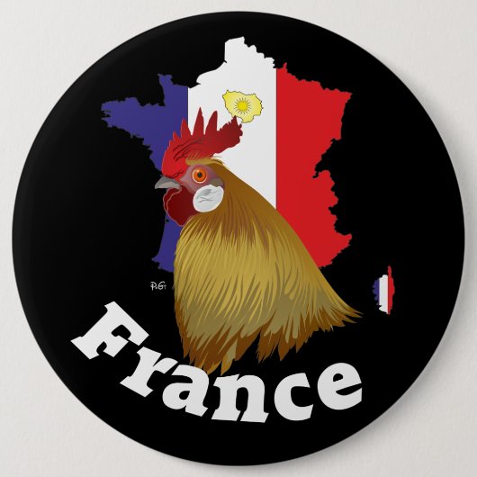 Badge Rond 15,2 Cm France Button (Devant)