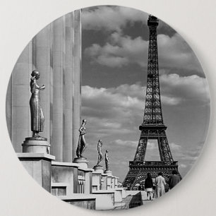 Badge Rond 15,2 Cm France vintage Paris tour Eiffel palais de Chaillo