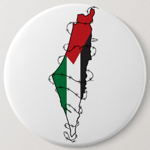 Badge Rond 15,2 Cm Free Palestine Barbared Wire Map Liberté palestini