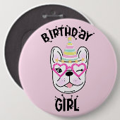 Badge Rond 15,2 Cm French Bulldog Frenchie Anniversaire Thème (Devant & derrière)