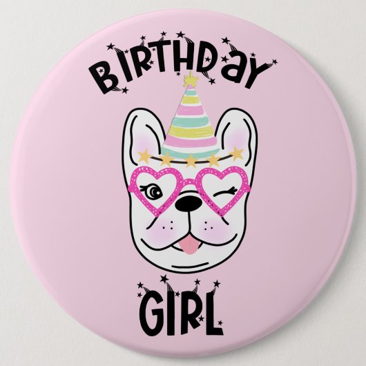 Badge Rond 15,2 Cm French Bulldog Frenchie Anniversaire Thème (Devant)