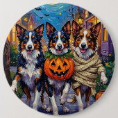 Badge Rond 15,2 Cm Frontière Collie Chiens Trick-or-Treating à Hallow (Devant)