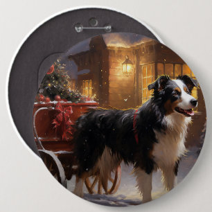 Badge Rond 15,2 Cm Frontière Collie Festive de Noël