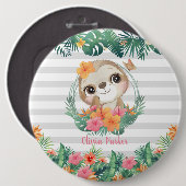 Badge Rond 15,2 Cm Frontières tropicales Hibiscus Fleurs Parcelles Pe (Devant & derrière)