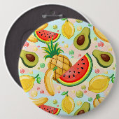 Badge Rond 15,2 Cm Fruits d'été frais Motif (Devant & derrière)