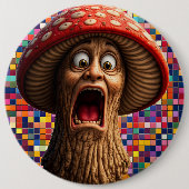 Badge Rond 15,2 Cm Funny screaming mushroom man pin back (Devant)