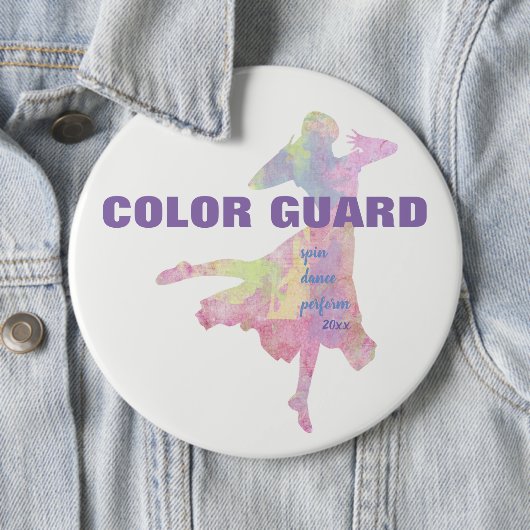 Badge Rond 15,2 Cm Garde Couleur Avec Danse Spin | Bouton (En situation)