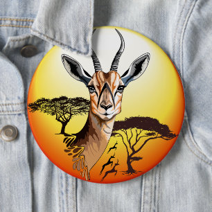 Badge Rond 15,2 Cm Gazelle Antelope africaine animal sauvage