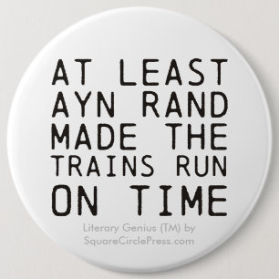 Badge Rond 15,2 Cm Génie littéraire : Ayn Rand Trains