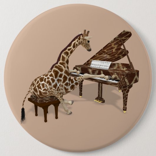 Badge Rond 15,2 Cm Giraffe Joue Grand Piano (Devant)