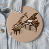 Badge Rond 15,2 Cm Giraffe Joue Grand Piano (En situation)