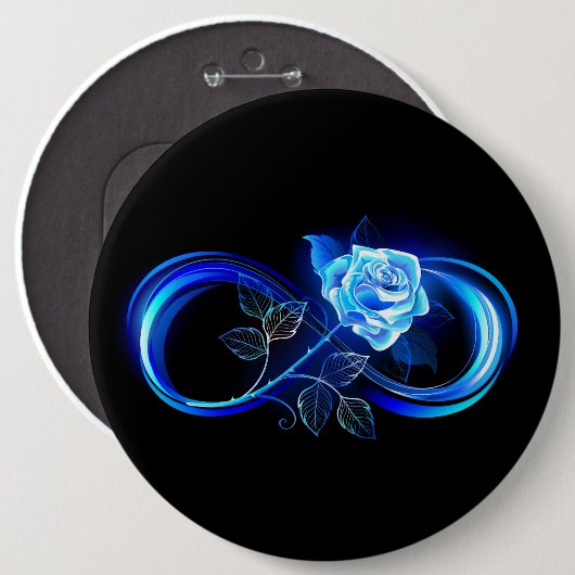 Badge Rond 15,2 Cm Glowing infinity with blue rose (Devant & derrière)