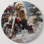 Badge Rond 15,2 Cm Goldendoodle Chien équitation Moto Noël (Devant)
