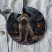 Badge Rond 15,2 Cm Goldendoodle Citrouille Halloween effrayant (En situation)