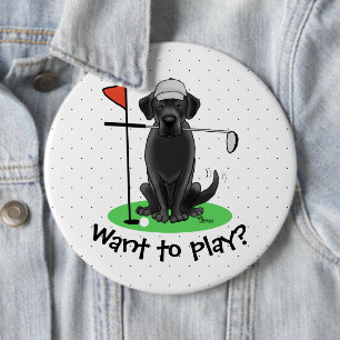 Badge Rond 15,2 Cm Golf Black Labrador Retriever Dog - mignonne