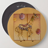 Badge Rond 15,2 Cm Goupilles, boutons - girafe de carrousel (Devant & derrière)