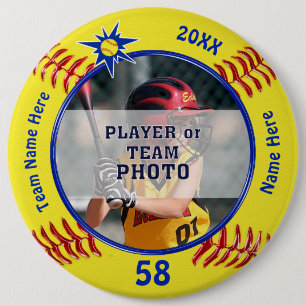 Badge Rond 15,2 Cm Goupilles du base-ball personnalisées par photo,