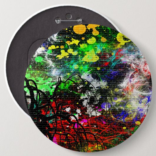 Badge Rond 15,2 Cm Graffiti Brick Wall (Devant & derrière)