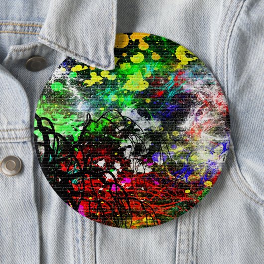 Badge Rond 15,2 Cm Graffiti Brick Wall (En situation)