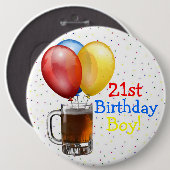 Badge Rond 15,2 Cm Grand 21ème garçon d'anniversaire (Devant & derrière)