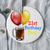 Badge Rond 15,2 Cm Grand 21ème garçon d'anniversaire (En situation)