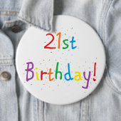 Badge Rond 15,2 Cm grand bouton de "21ème anniversaire" (En situation)