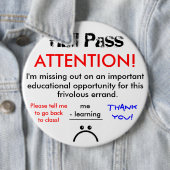 Badge Rond 15,2 Cm Grand bouton de passage de hall d'école (En situation)