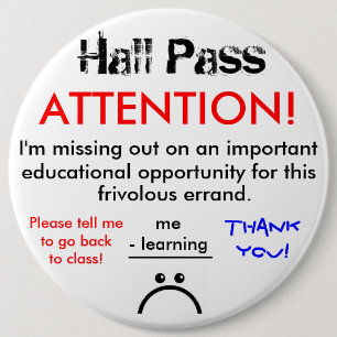 Badge Rond 15,2 Cm Grand bouton de passage de hall d'école