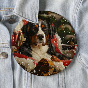 Badge Rond 15,2 Cm Grand Bouvier Suisse Noël Festif